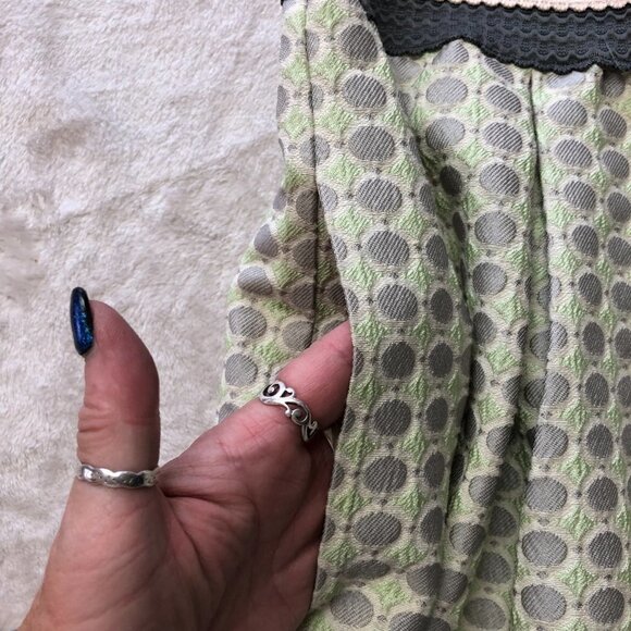 NWOT Anthropologie Maeve Jacquard Gray Green Pleated Flare Seren Skirt Size Lge - Picture 7 of 11
